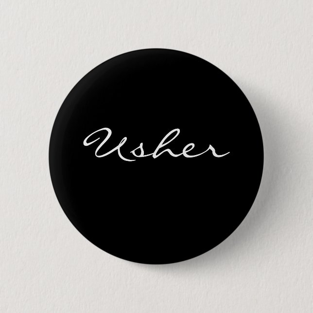 Black and White Usher Button (Front)