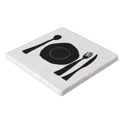 Black and White Utensils Graphic Trivet