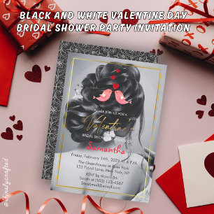 Black and White Valentine Day Bridal Shower Party  Invitation