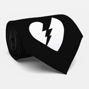 Black and White Vector Art Broken Heart Neck Tie