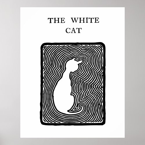 Black and white vector art The White Cat Poster