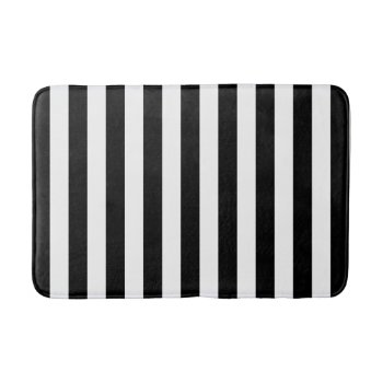 Black And White Vertical Referee Stripes Bathroom Mat by ne1512BLVD at Zazzle