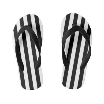 Black And White Vertical Referee Stripes Kid's Flip Flops by ne1512BLVD at Zazzle