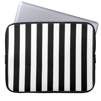 Black And White Vertical Referee Stripes Laptop Sleeve by ne1512BLVD at Zazzle