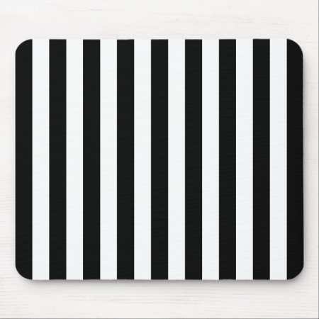 Black And White Vertical Referee Stripes Mouse Pad
