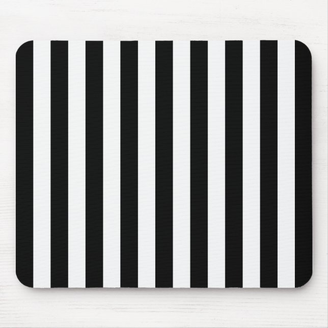 Black and White Vertical Referee Stripes Mouse Pad (Front)