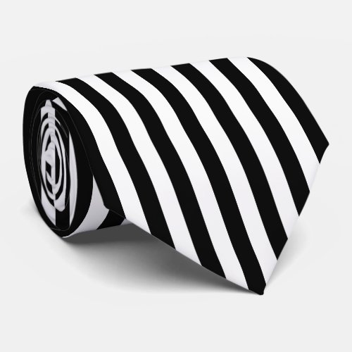 Black and White Vertical Referee Stripes Neck Tie