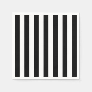 Black and White Vertical Referee Stripes Paper Napkins