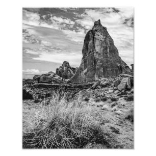 Black and white vertical rock formation in Utah Photo Print