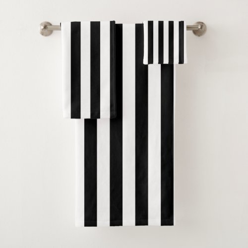 Black And White Vertical Stripe  Bath Towel Set