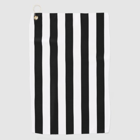 Black And White Vertical Stripe Pattern  Golf Towel