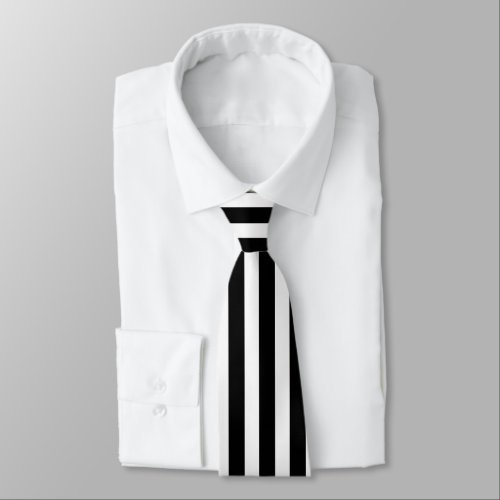 Black and White Vertical Stripes Neck Tie