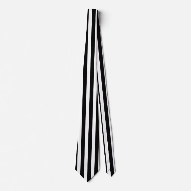 Black and White Vertical Stripes Neck Tie (Front)