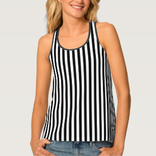 Black and white vertical stripes pattern tank top