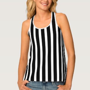 Black And White Vertical Stripes Pattern Tank Top