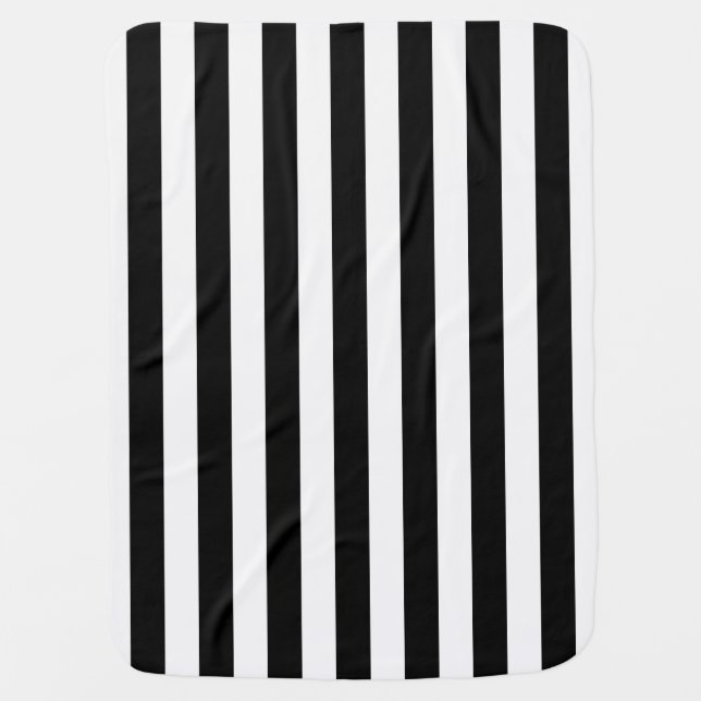 Black and White Vertical Stripes Receiving Blanket (Front)