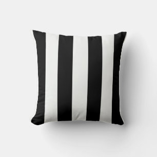 Black and White Vertical Thick Striped Pillow