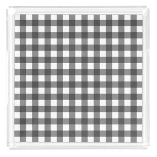Black and White Vichy Print Gingham Pattern Acrylic Tray