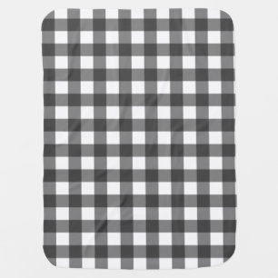 Black and White Vichy Print Gingham Pattern Baby Blanket