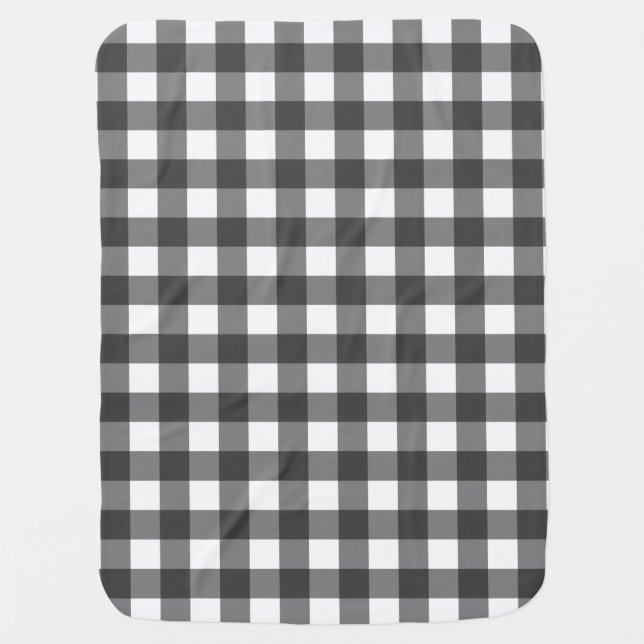 Black and White Vichy Print Gingham Pattern Baby Blanket (Front)