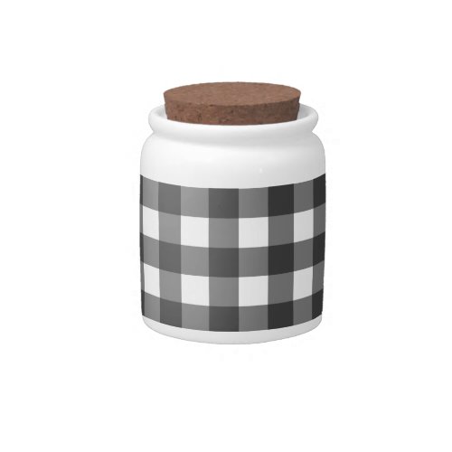 Black and White Vichy Print Gingham Pattern Candy Jar