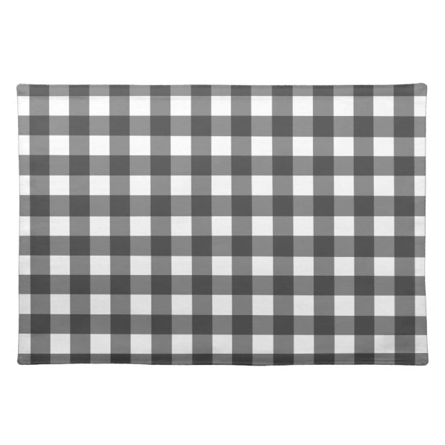 Black and White Vichy Print Gingham Pattern Cloth Placemat (Front)