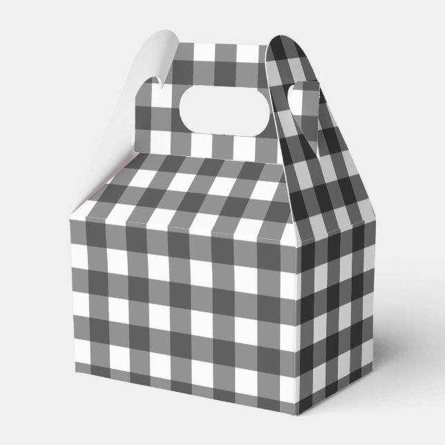 Black and White Vichy Print Gingham Pattern Favor Boxes (Front Side)