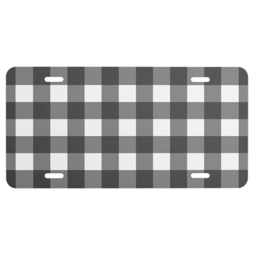 Black and White Vichy Print Gingham Pattern License Plate