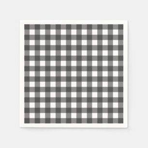 Black and White Vichy Print Gingham Pattern Napkins