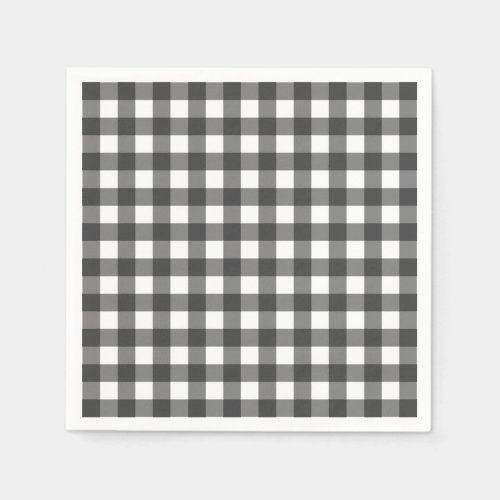 Black and White Vichy Print Gingham Pattern Napkins
