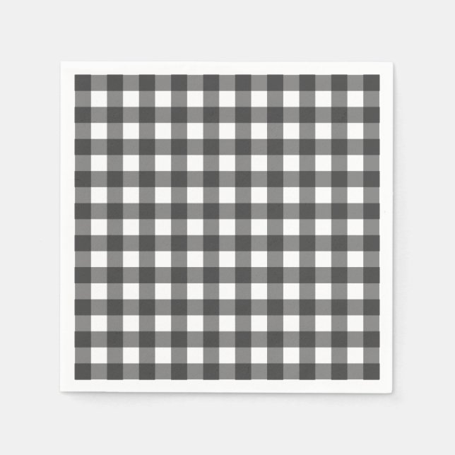 Black and White Vichy Print Gingham Pattern Napkins (Front)