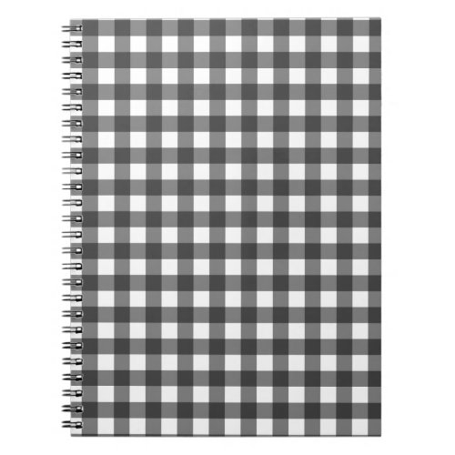 Black and White Vichy Print Gingham Pattern Notebook