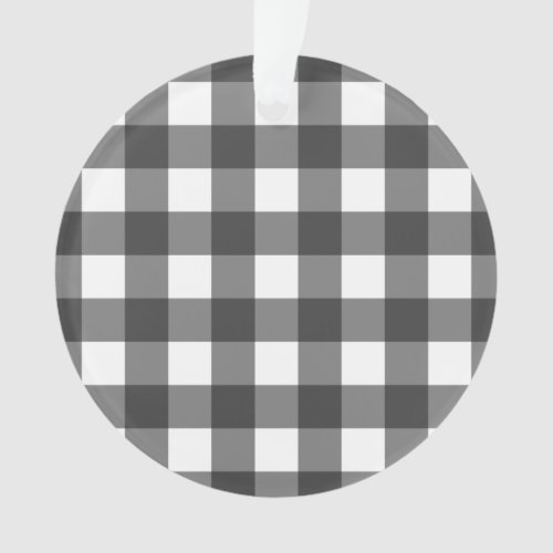 Black and White Vichy Print Gingham Pattern Ornament