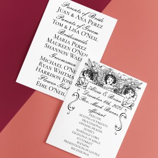 Black and White Victorian Cherubs Wedding