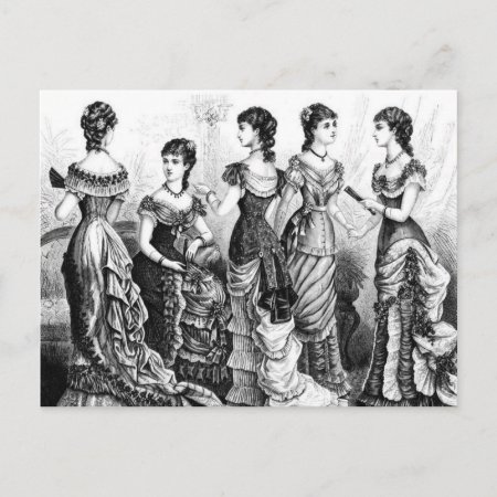 Black And White Victorian Fashions Postcard