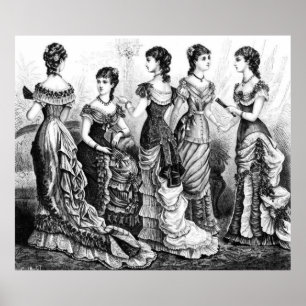 Black And White Victorian Fashions Poster