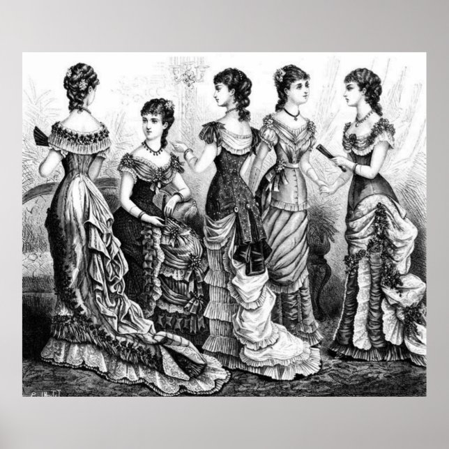 Black And White Victorian Fashions Poster (Front)