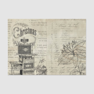 Black and White Victorian Stove Poinsettia Tissue Paper
