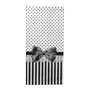 Black And White Victorian Stripes With Bow Cloth Napkin