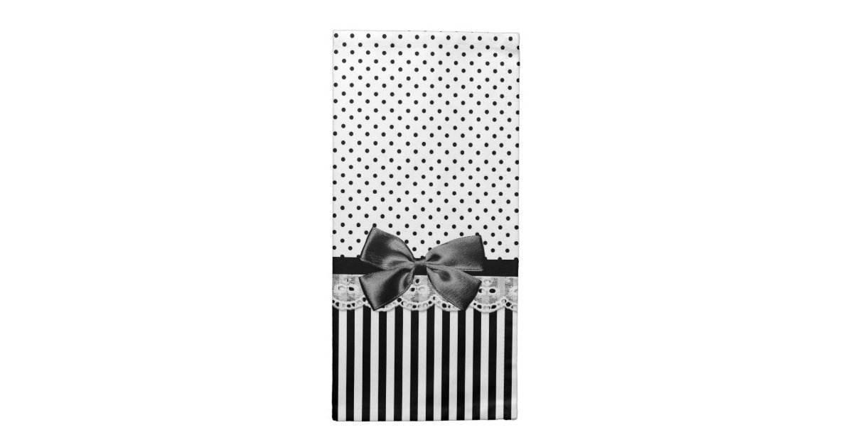 Black And White Victorian Stripes With Bow Cloth Napkin Zazzle Com