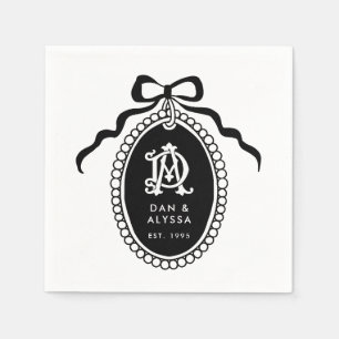 Black and White Vintage Anniversary Napkins