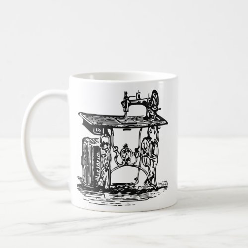 Black and White Vintage Antique Sewing Machine Coffee Mug