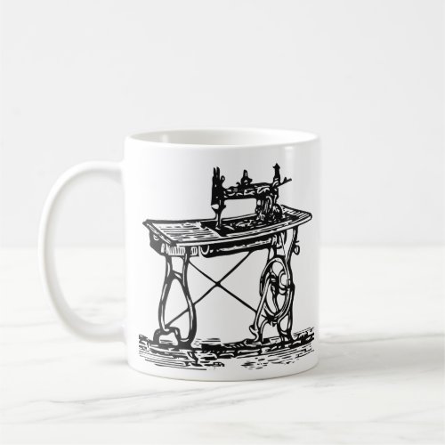 Black and White Vintage Antique Sewing Machine Coffee Mug