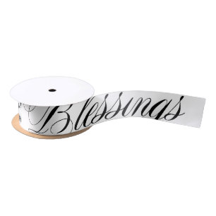 Black and White Vintage Blessings Satin Ribbon