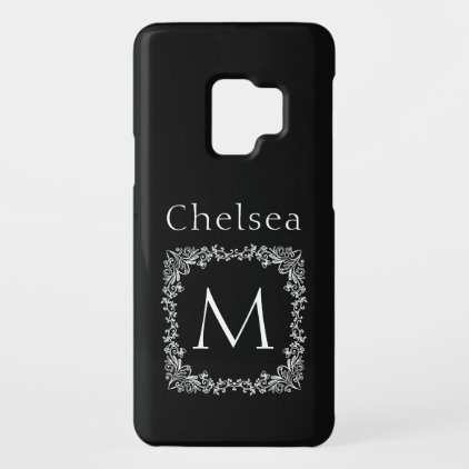 Black and White Vintage Botanical Monogram Case-Mate Samsung Galaxy S9 Case