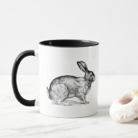 Black and White Vintage Bunny Rabbit Coffee Mug