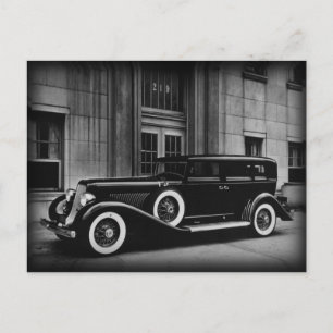 Black And White Vintage Car Photograph Postcard