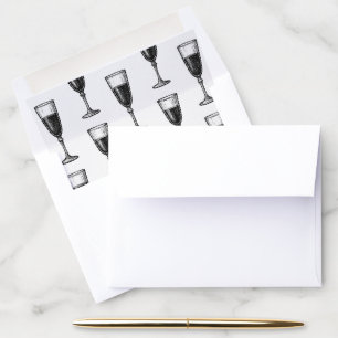 Black and White Vintage Champagne Glass Pattern Envelope Liner
