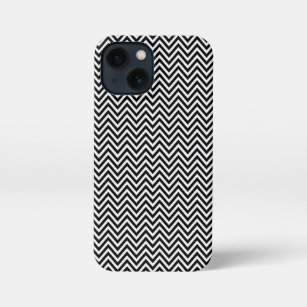 Black and White Vintage Chevron Stripes iPhone 13 Mini Case