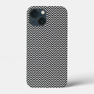 Black and White Vintage Chevron Stripes New iPhone 13 Mini Case